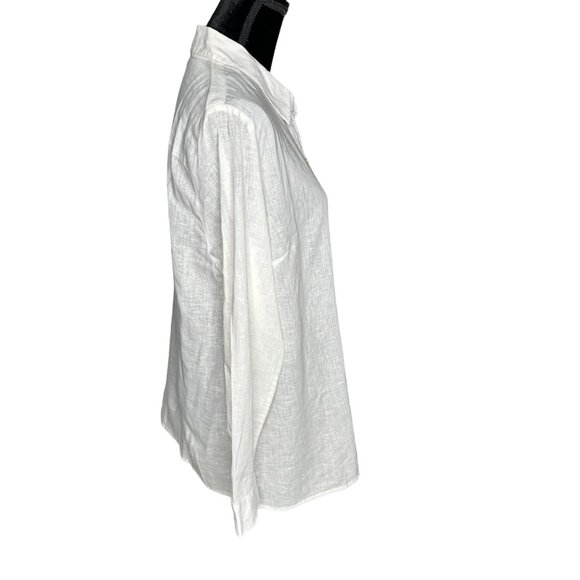 Christopher and Banks Top Womens Size Medium White Collar Button Down Semi Sheer - Picture 3 of 12